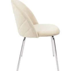 Stol beige sammet med kromade ben - Plaza