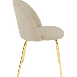 Stol beige velvet guldiga ben