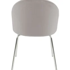 Stol gråbeige sammet kromade ben + Möbeltassar