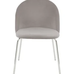 Stol gråbeige sammet kromade ben + Textilrengöring för möbler