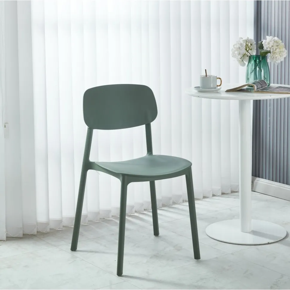 Stol grön plast stapelbar - Arkimedes