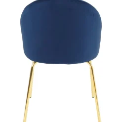 Stol i blå velvet med guldiga ben + Möbeltassar
