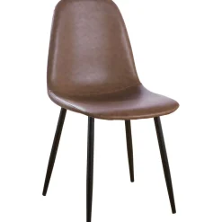 Stol i brunt läderutseende + Möbeltassar