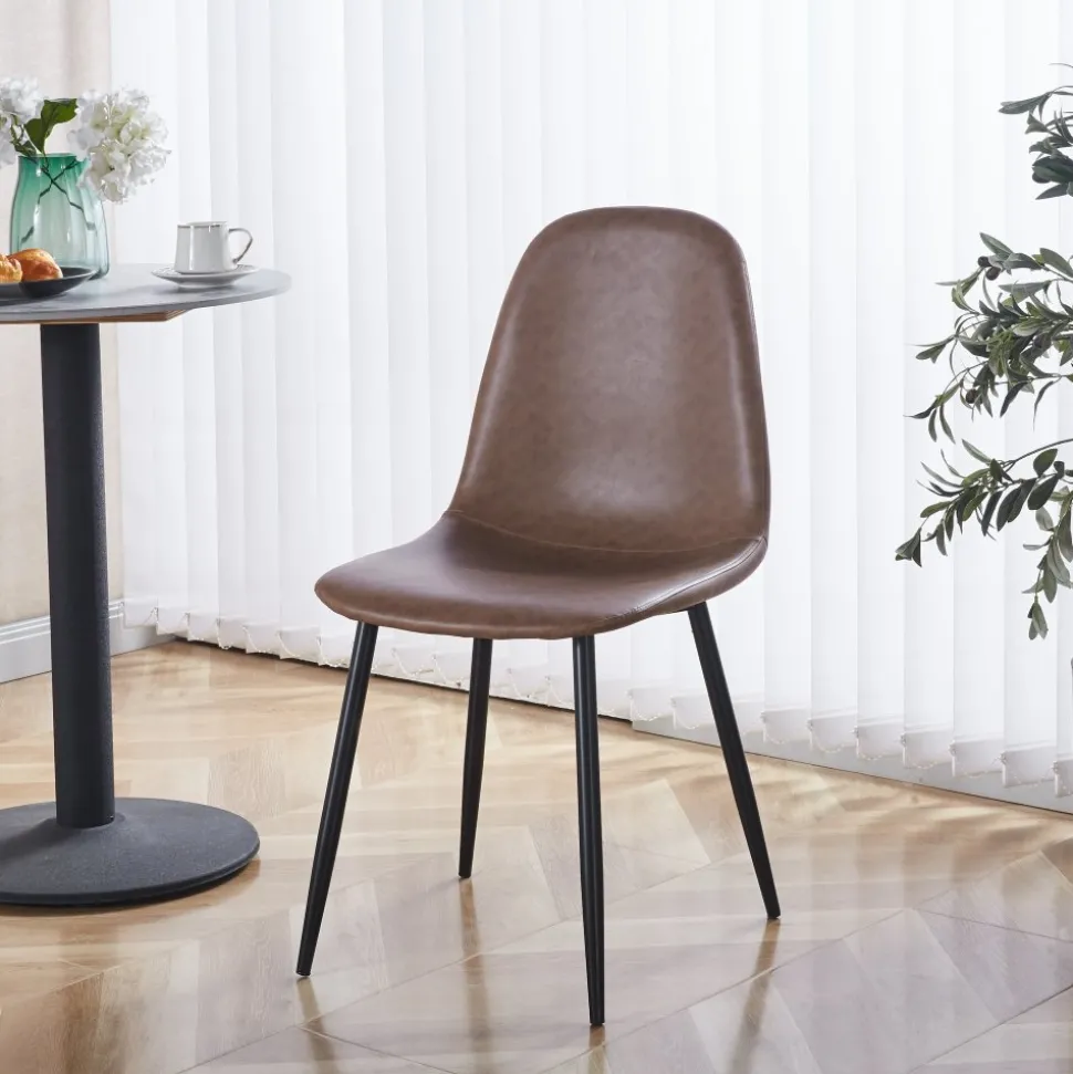 Stol i brunt läderutseende + Möbelvård Läderskydd