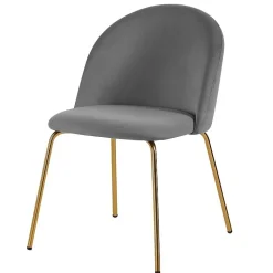 Stol i grå sammet med mässingsfärgade ben + Stolsdyna