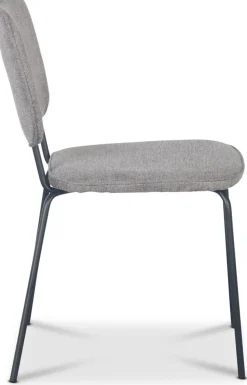 Stol i grått tyg med svarta ben