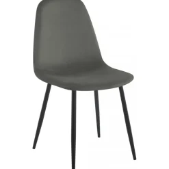 Stol i mörkgrå sammet med svarta ben + Möbeltassar