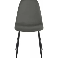 Stol i mörkgrå sammet med svarta ben