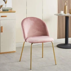 Stol i rosa sammet guldiga ben