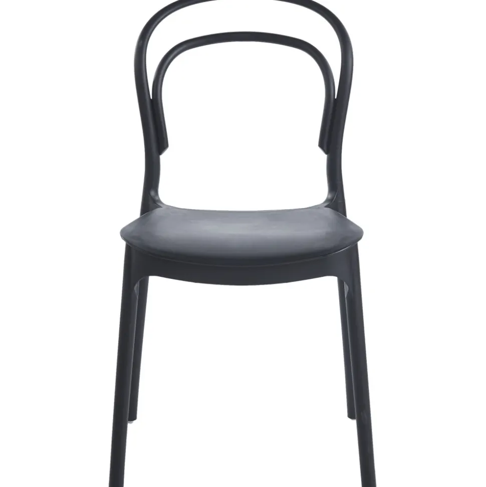 Stol i svart plast stapelbar + Rengöringsmedel för utemöbler