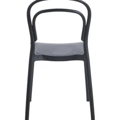 Stol i svart plast stapelbar + Rengöringsmedel för utemöbler