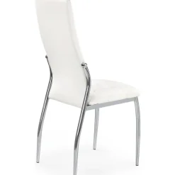 Stol i vit PU med kromade ben + Möbeltassar