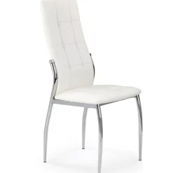 Stol i vit PU med kromade ben
