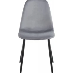 Stol ljusgrå sammet med svarta ben