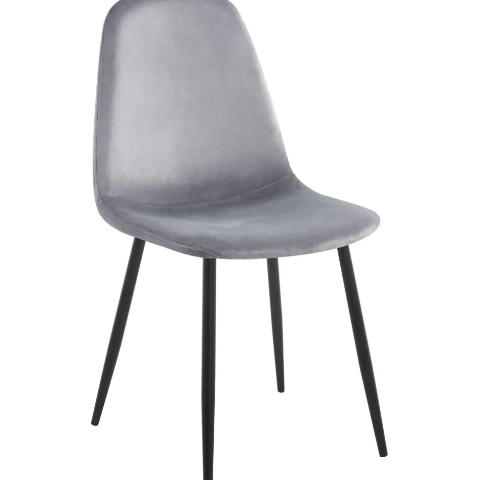 Stol ljusgrå sammet med svarta ben + Möbeltassar