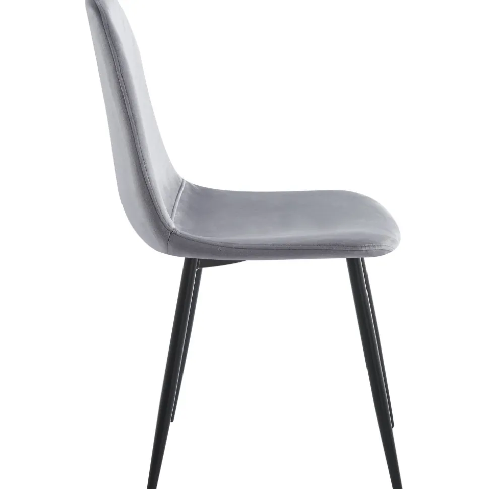 Stol ljusgrå sammet med svarta ben + Möbeltassar