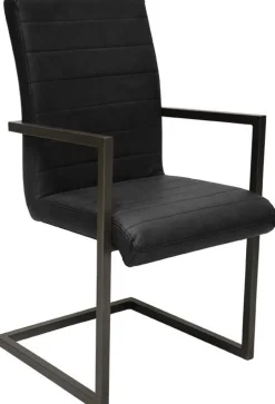 Stol med karm svart läder look