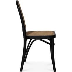 Stol svart med rotting i rygg och sits - Tone + Möbeltassar