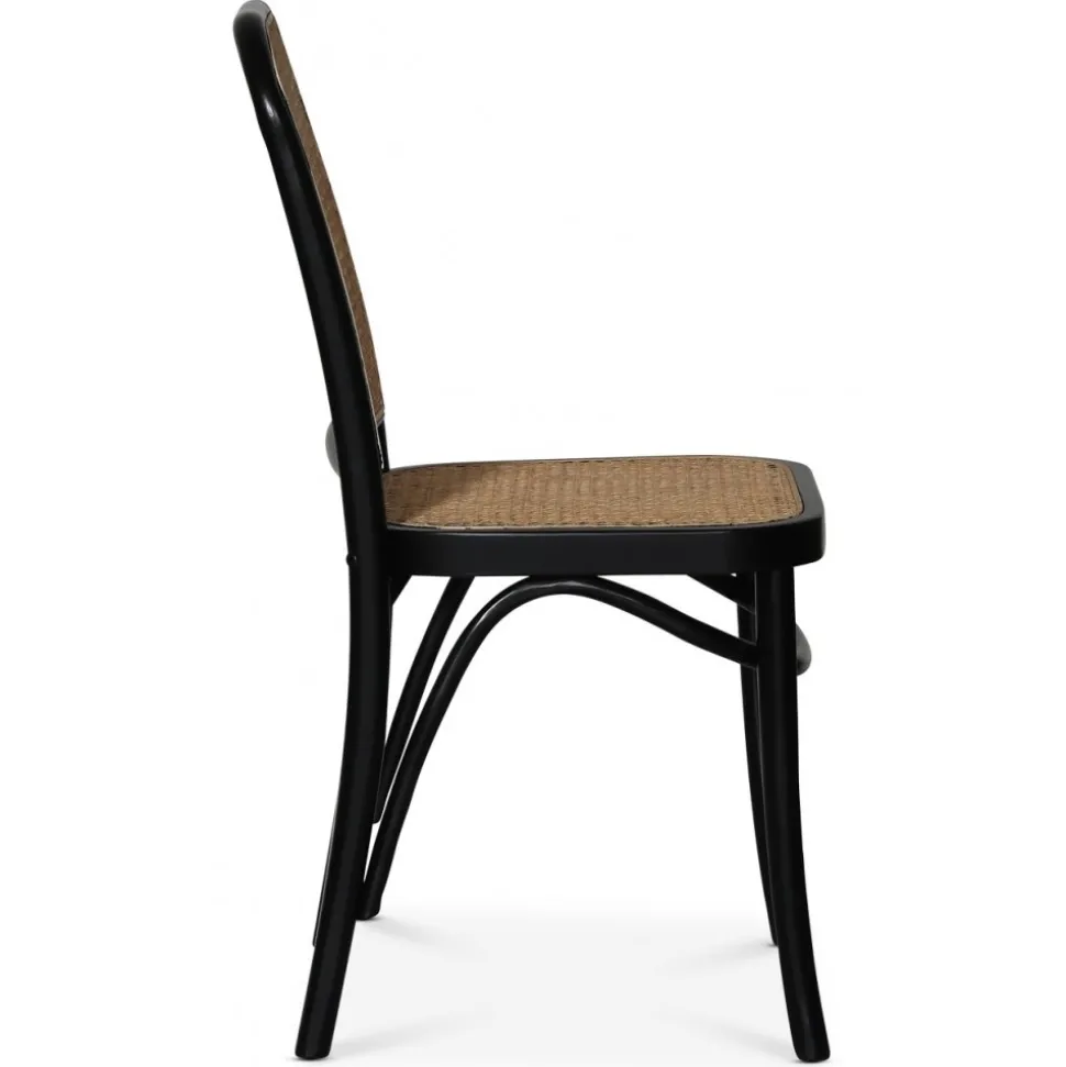 Stol svart med rotting i rygg och sits - Tone