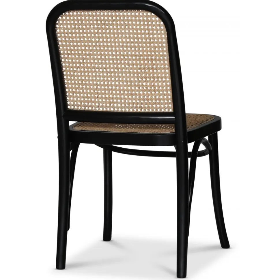 Stol svart med rotting i rygg och sits - Tone