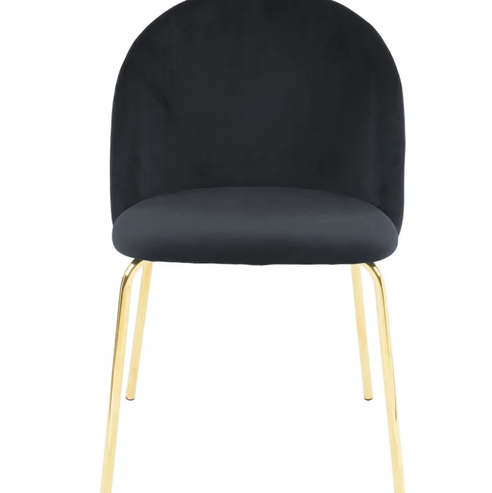 Stol svart sammet med ben i mässing - Giovani