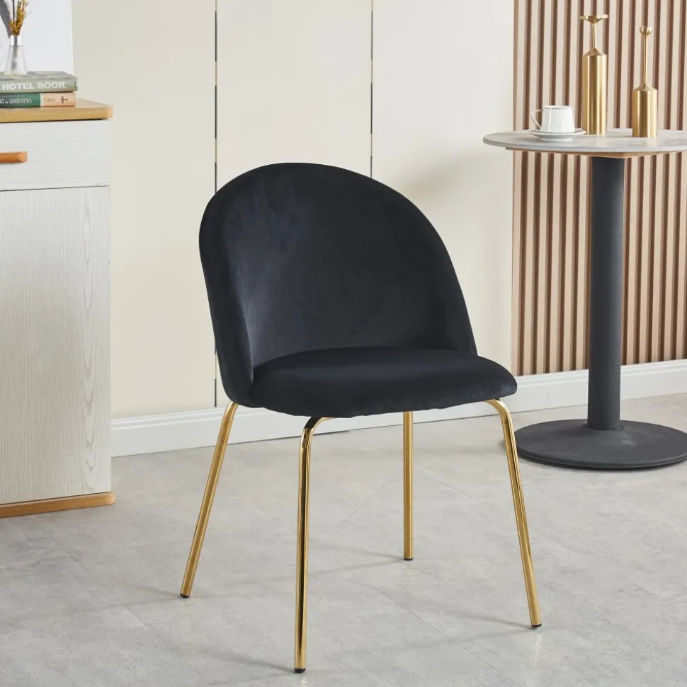 Stol svart sammet med ben i mässing - Giovani