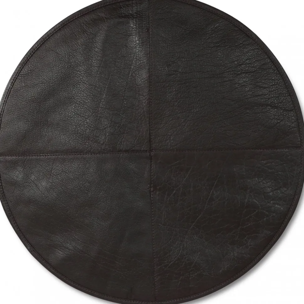 Stolsdyna i läder - Mörkbrun