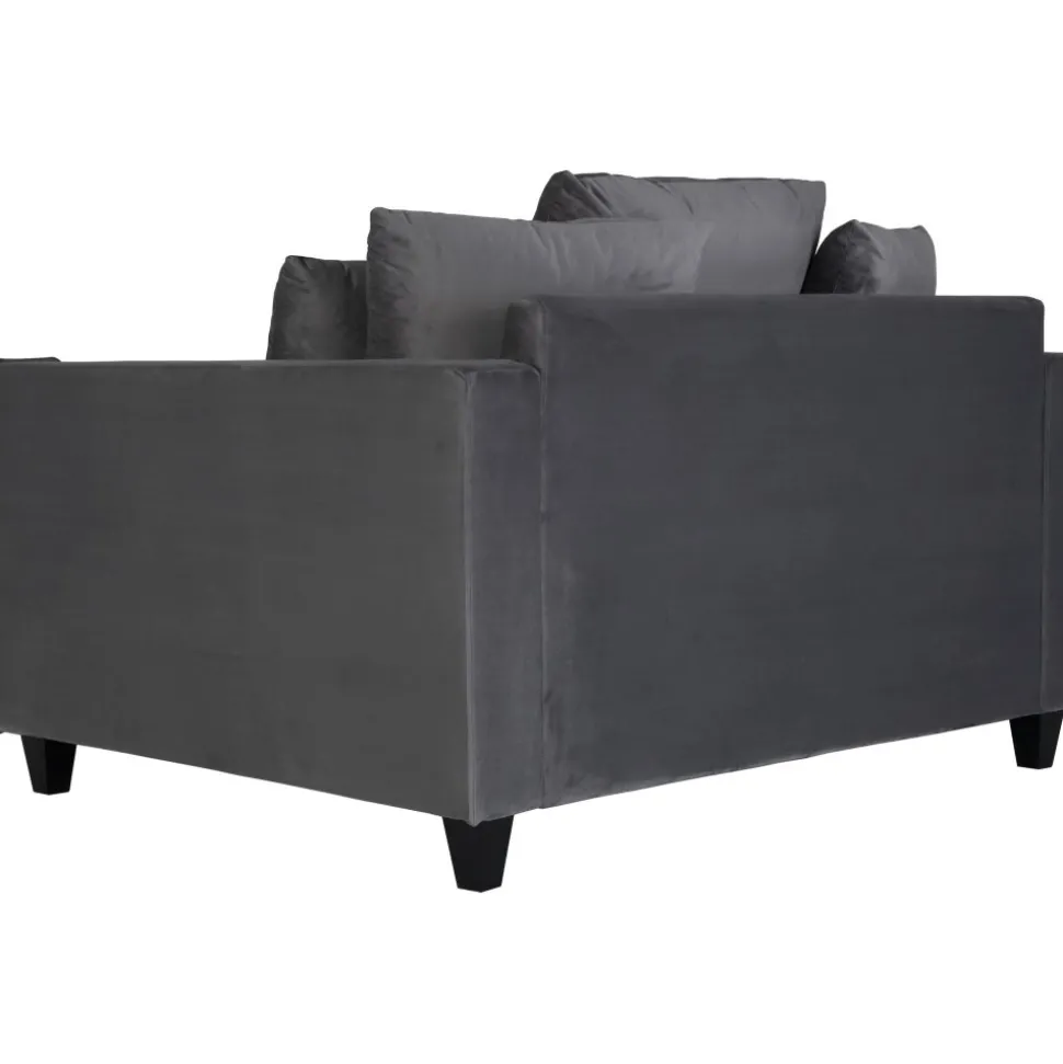 Stor fåtölj i mörkgrå sammet - 138 cm bred + Textilrengöring för möbler