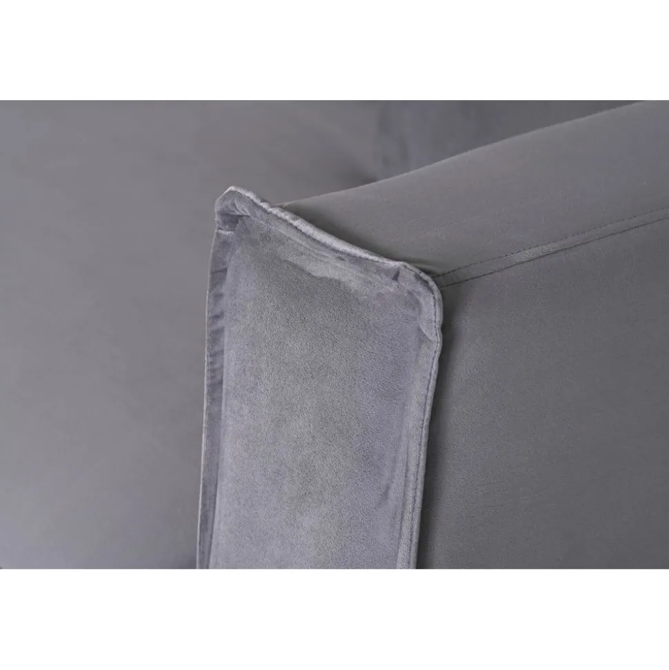 Stor fåtölj i mörkgrå sammet - 138 cm bred + Textilrengöring för möbler
