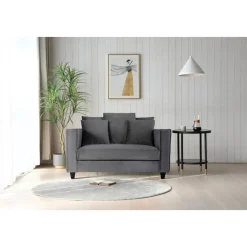 Stor fåtölj i mörkgrå sammet - 138 cm bred + Textilrengöring för möbler