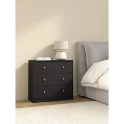 Svart byrå med 3 lådor 72,5 cm bred