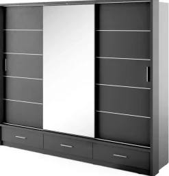 Svart garderob med inredning 250 cm