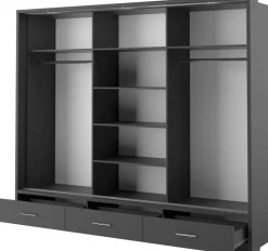 Svart garderob med inredning 250 cm