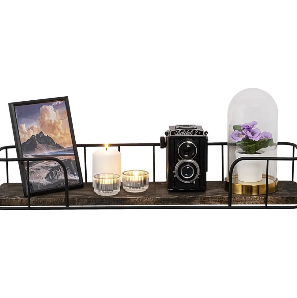 Syringa vägghylla - Svart/natur