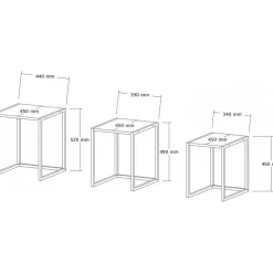Tali satsbord 34/39/44 x 45 cm - Svart/valnöt
