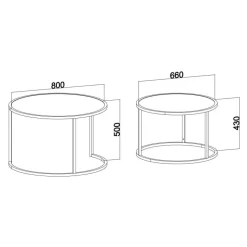 Tambur satsbord 66x43 | 80x50 cm - Guld/vit marmor