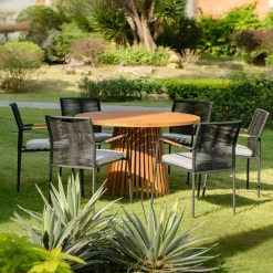 Teakbord Ø120 cm - Saltö + Träolja för möbler