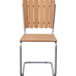 Teakstol med galvat stål, stapelbar - Möllan