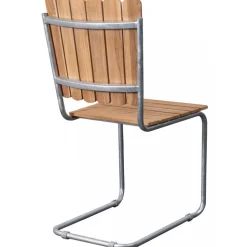 Teakstol med galvat stål, stapelbar - Möllan + Rengöringsmedel för utemöbler