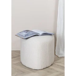 Tee sittpuff - Vit teddy