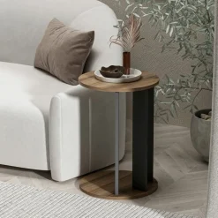 Telstar sidobord Ø34 cm - Valnöt/antracit