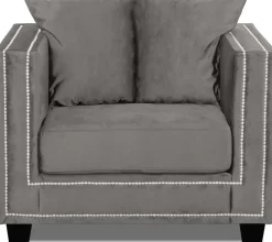 Tempel fåtölj med nitar - Beige matt sammet