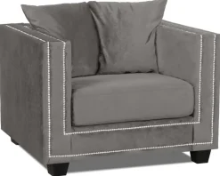 Tempel fåtölj med nitar - Beige matt sammet