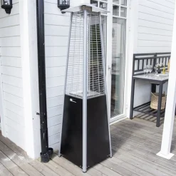 Terassvärmare 190 cm hög - Svart/Silver + Textilskydd för utemöbler