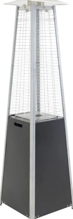 Terassvärmare 190 cm hög - Svart/Silver + Textilskydd för utemöbler