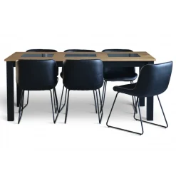 Texas stol i svart PU med ljus kontrastsöm