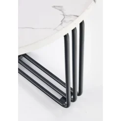 Tisvilde soffbord Ø55 cm - Vit marmor/svart