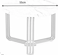 Tisvilde soffbord Ø55 cm - Vit marmor/svart