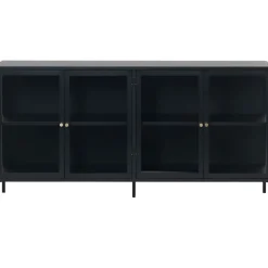 Toddy svart skänk i metall med dörrar i glas bredd 170 cm