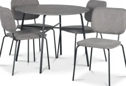 Tofta matgrupp Ø100 cm bord i betongimitation + 4 st Lokrume grå stolar